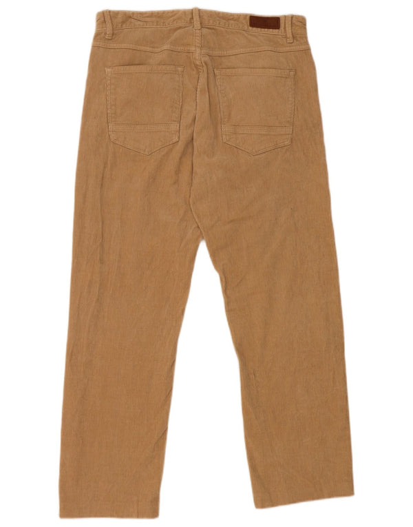 Calça masculina reta de veludo Massimo Dutti UE 38 pequena W30 L25 bege