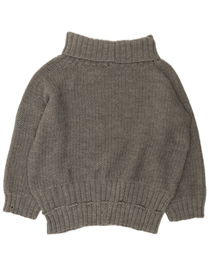 Suéter feminino VINTAGE com gola alta e gola alta Reino Unido 22 3XL cinza