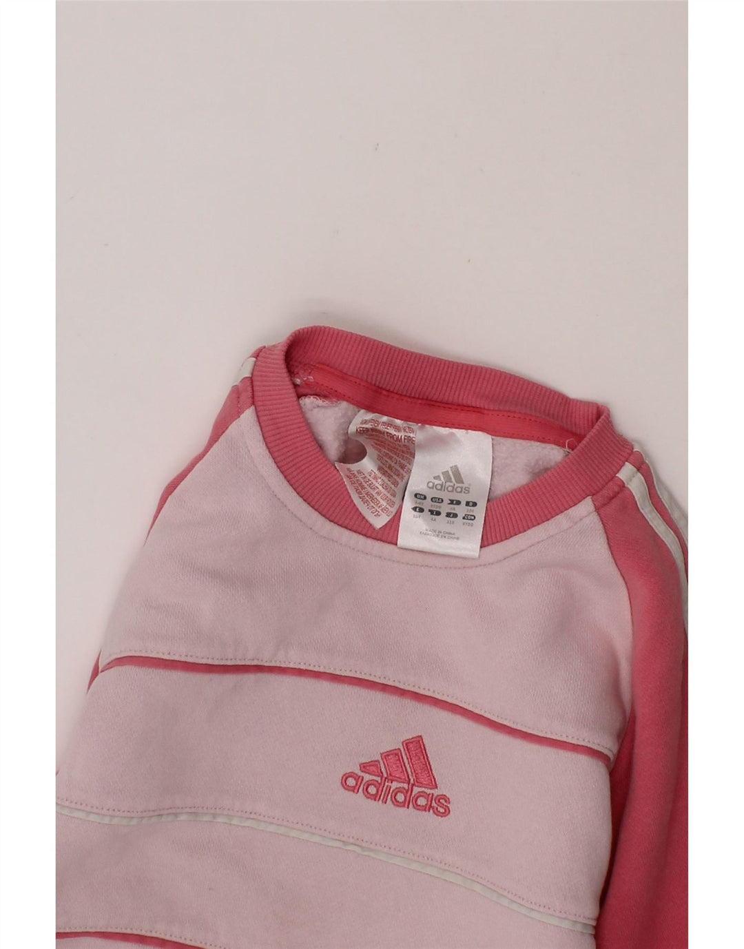 ADIDAS Girls Sweatshirt Jumper 3-4 Years Pink Colourblock Cotton Vintage Adidas and Second-Hand Adidas from Messina Hembry 