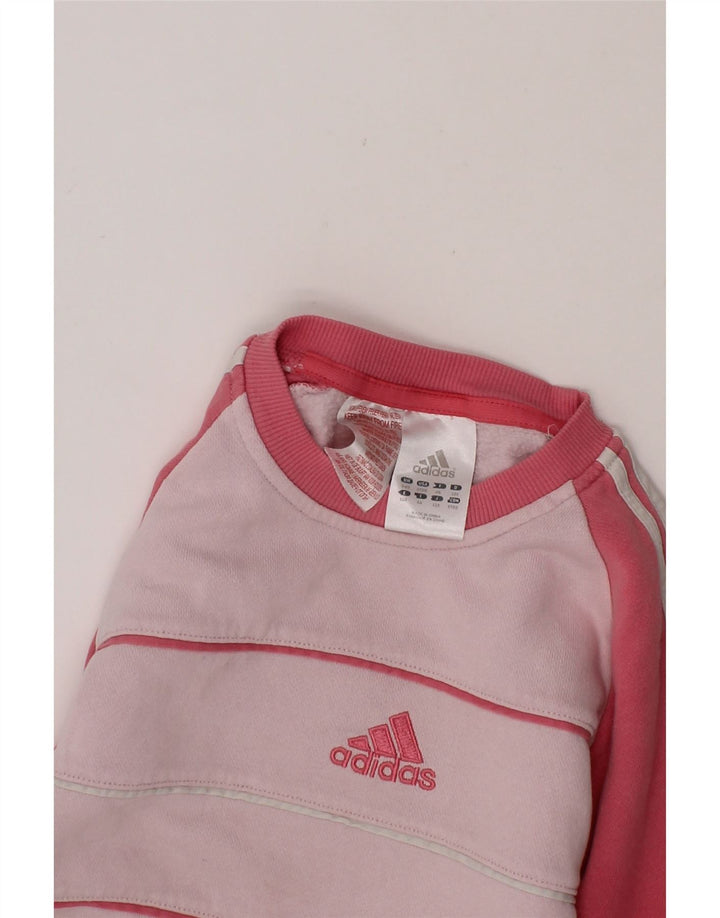 ADIDAS Girls Sweatshirt Jumper 3-4 Years Pink Colourblock Cotton Vintage Adidas and Second-Hand Adidas from Messina Hembry 