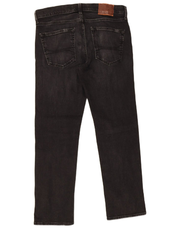 Hollister Mens Slim Straight Jeans W32 L30 Algodão Preto