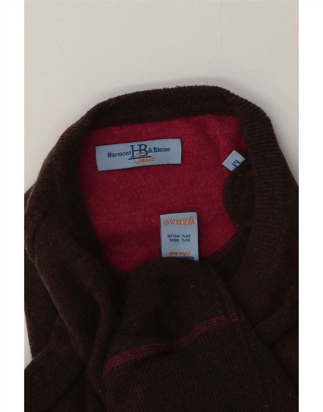 Suéter masculino Harmont & Blaine com gola redonda, lã marrom médio