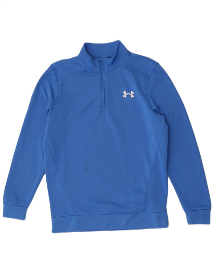 Under Armour Mens Zip Neck Moletom Jumper Pequeno Azul Poliéster