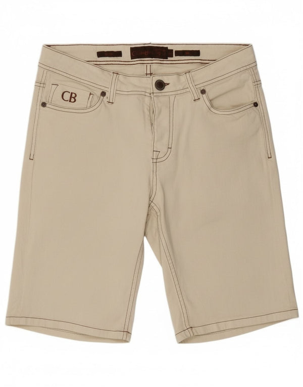 Mens Slim Fit Denim Shorts W32 de cinto de algodão algodão branco médio