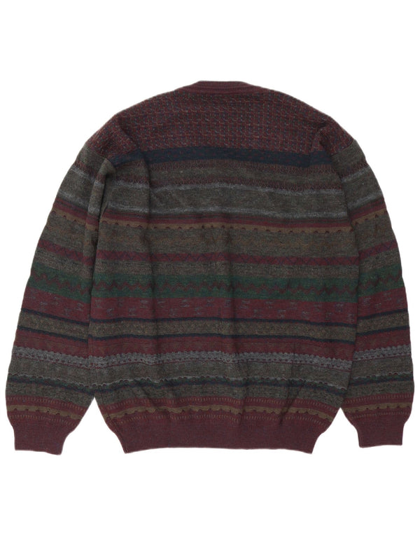 Suéter masculino Rodes com decote em V grande multicolorido Fair Isle Virgin Wool