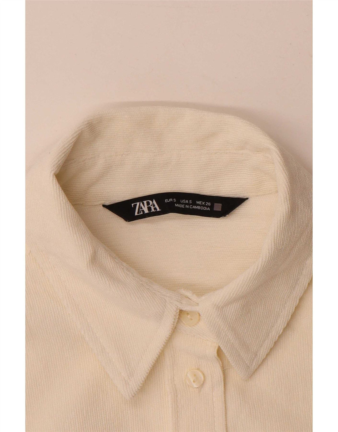 Camisa oversized feminina Zara UK 10 pequena poliéster branco