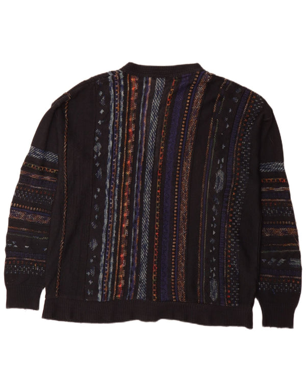 Suéter cardigã masculino Greenfield IT 52 grande listrado azul marinho clássico