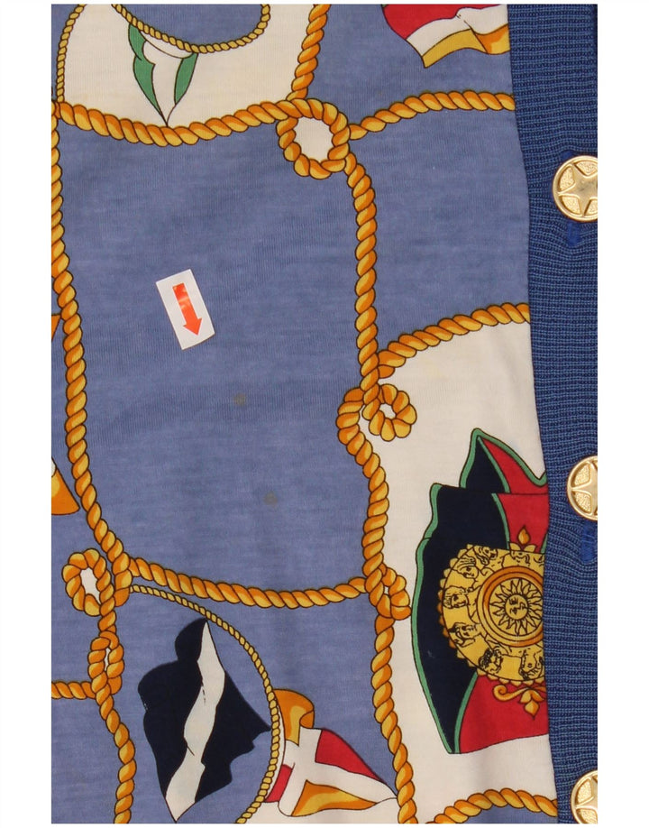 Cardigã feminino Ennedi com estampa abstrata de manga curta IT 46 grande azul
