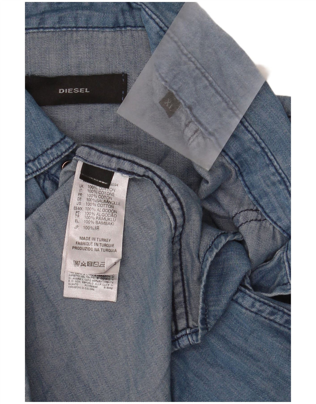 Camisa jeans masculina Diesel XL azul algodão