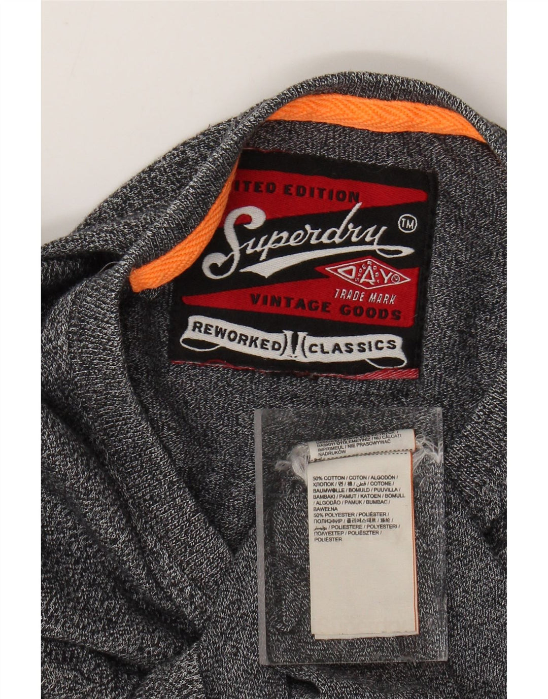 Camiseta masculina gráfica SUPERDRY Top algodão manchado cinza médio
