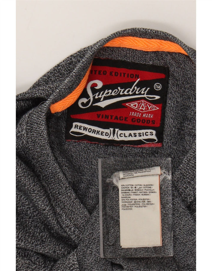 Camiseta masculina gráfica SUPERDRY Top algodão manchado cinza médio