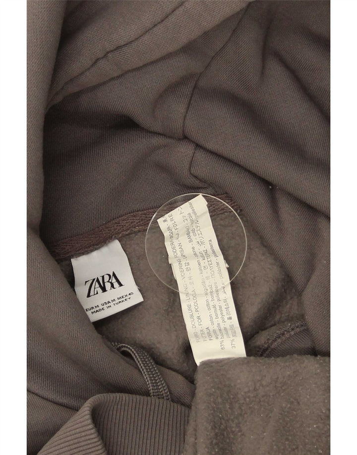 Zara Mens Hoodie Jumper Médio Algodão Cinza