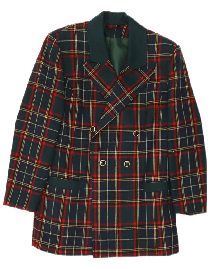 Jaqueta Blazer Feminina Vintage UK 10 Pequena Xadrez Multicolorida