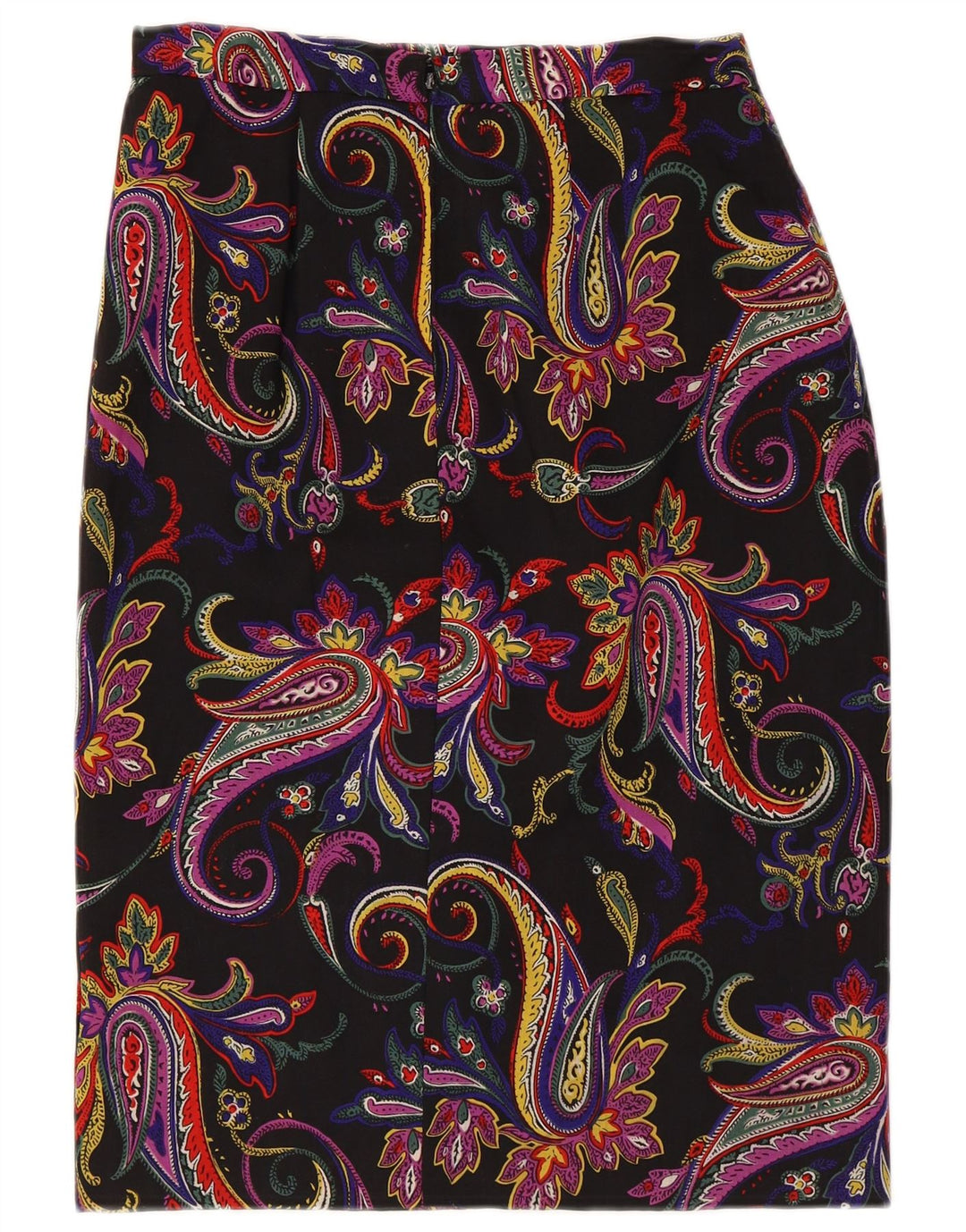 Saia lápis feminina vintage W30 média paisley multicolorida
