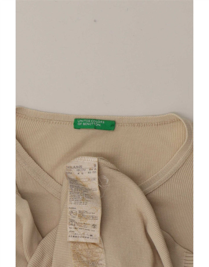 Suéter cardigã oversized feminino Benetton Reino Unido 10 pequeno algodão bege