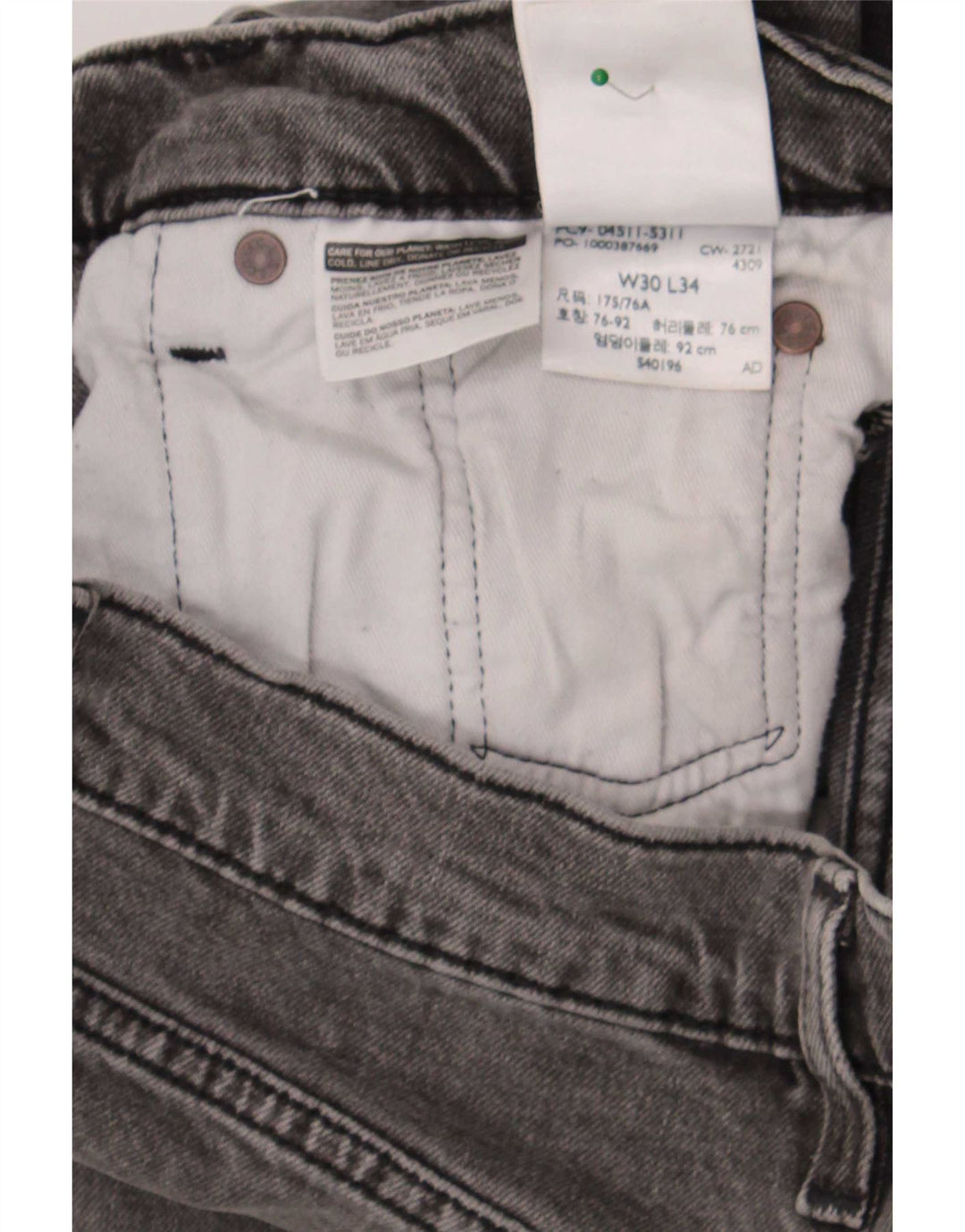 Levi's Mens 511 Slim Jeans W30 L30 Grey Cotton