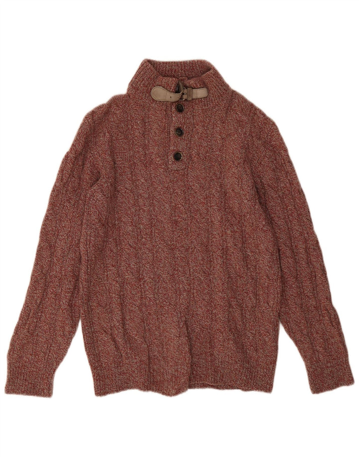 Suéter masculino Massimo Dutti com gola redonda e lã manchada vermelha pequena