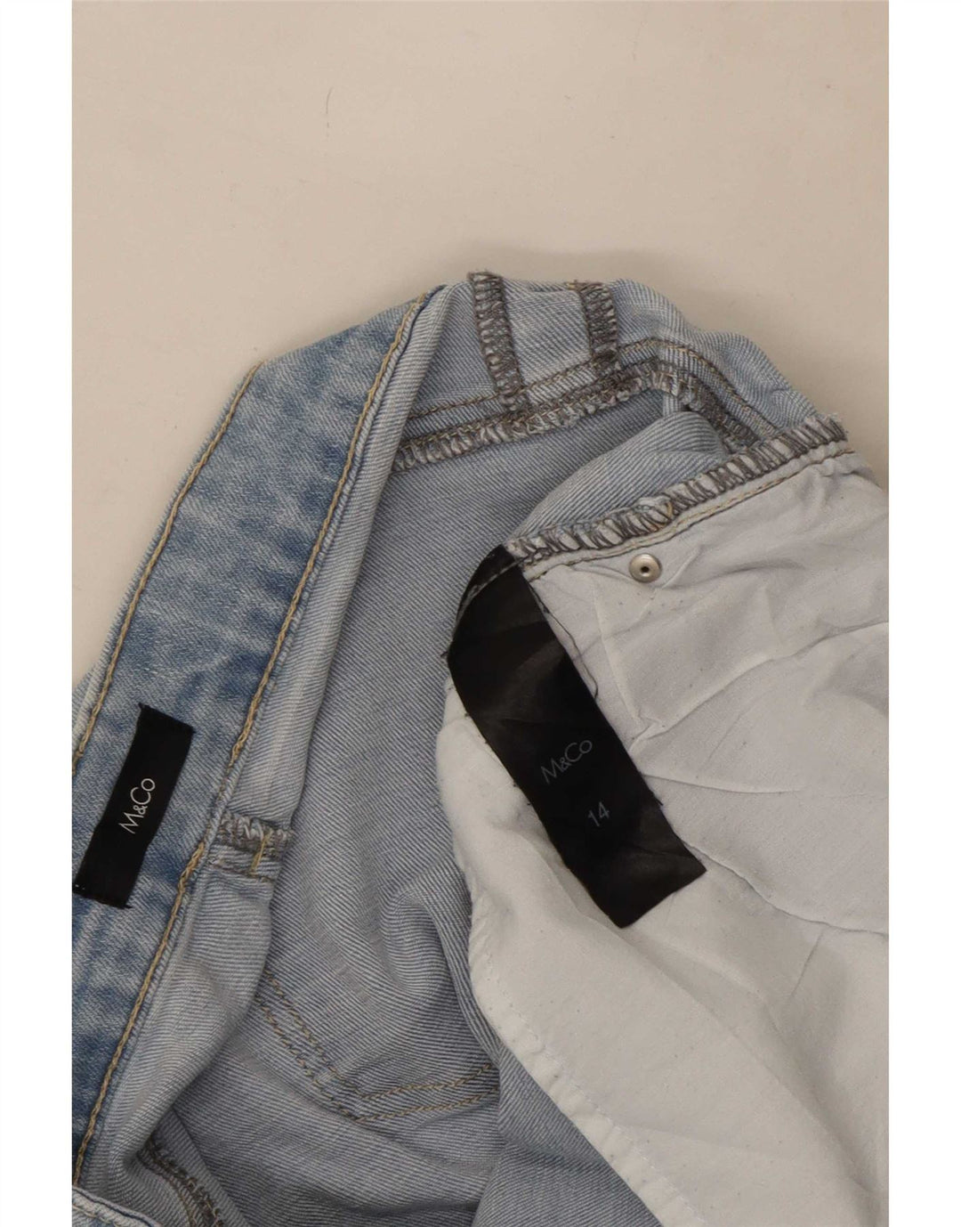 M&Co Jeans Slim Feminino Reino Unido 14 Grande W32 L29 Azul Algodão