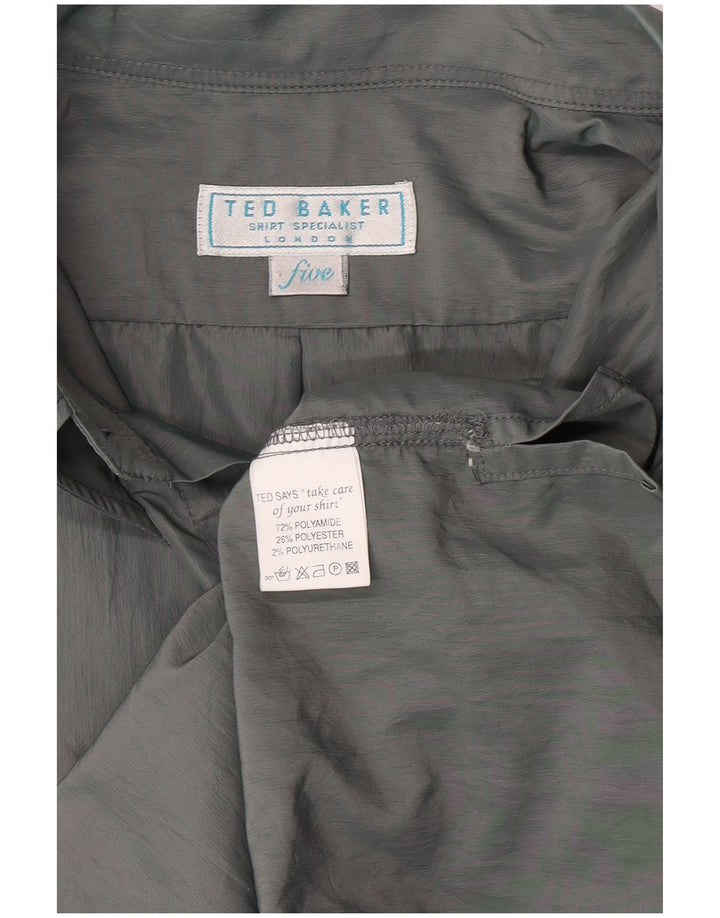Camisa masculina Ted Baker tamanho 5 XL cinza poliamida