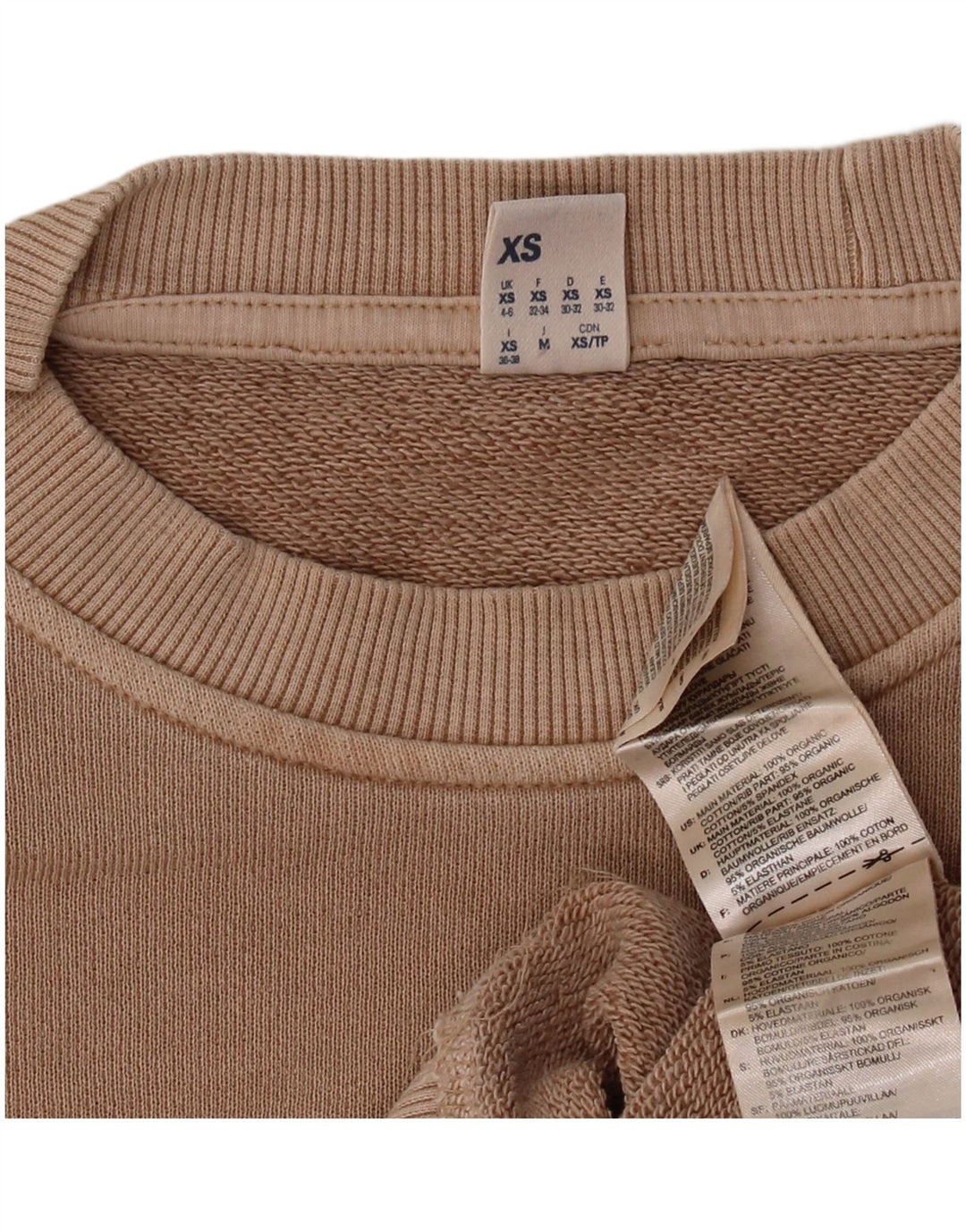 REEBOK feminino oversized moletom jumper UK 4/6 XS algodão bege