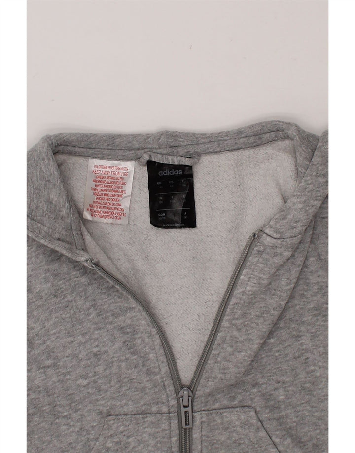 ADIDAS Boys Graphic Zip Hoodie Sweater 7-8 Years Grey Cotton Vintage Adidas and Second-Hand Adidas from Messina Hembry 