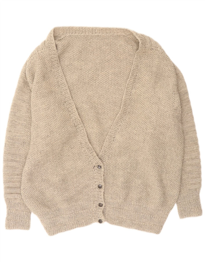 Suéter cardigã feminino vintage grande UK 16 cinza grande