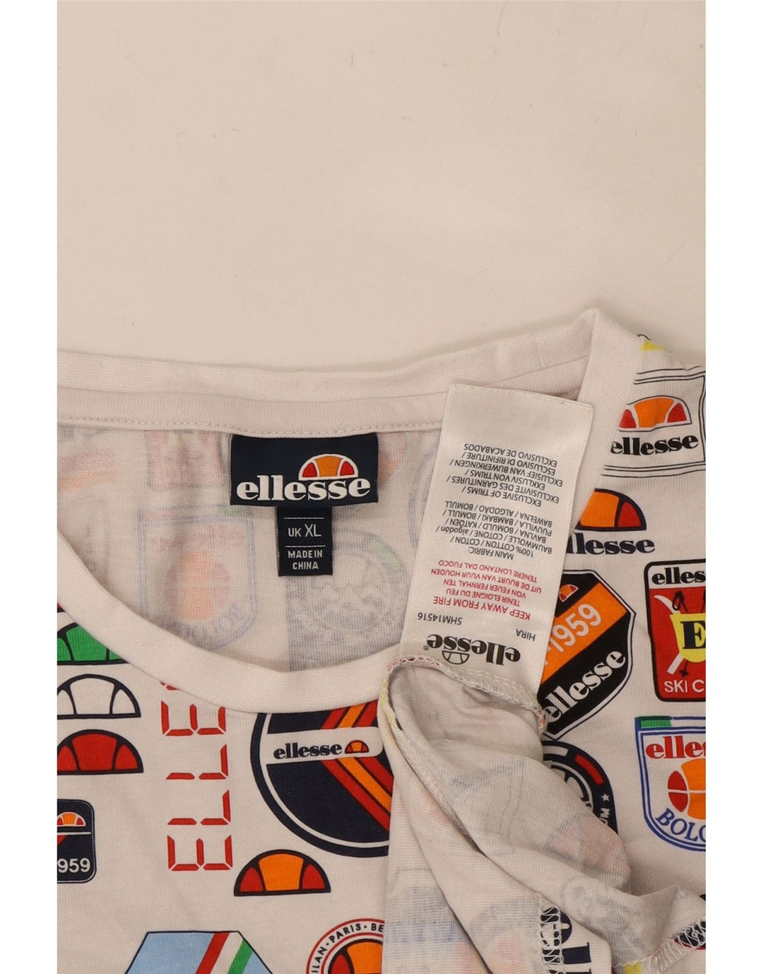 ELLESSE Mens Graphic T-Shirt Top XL Multicoloured Cotton