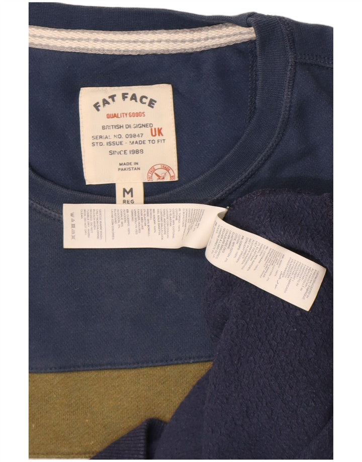 Moletom masculino Fat Face Jumper médio azul marinho algodão colorblock