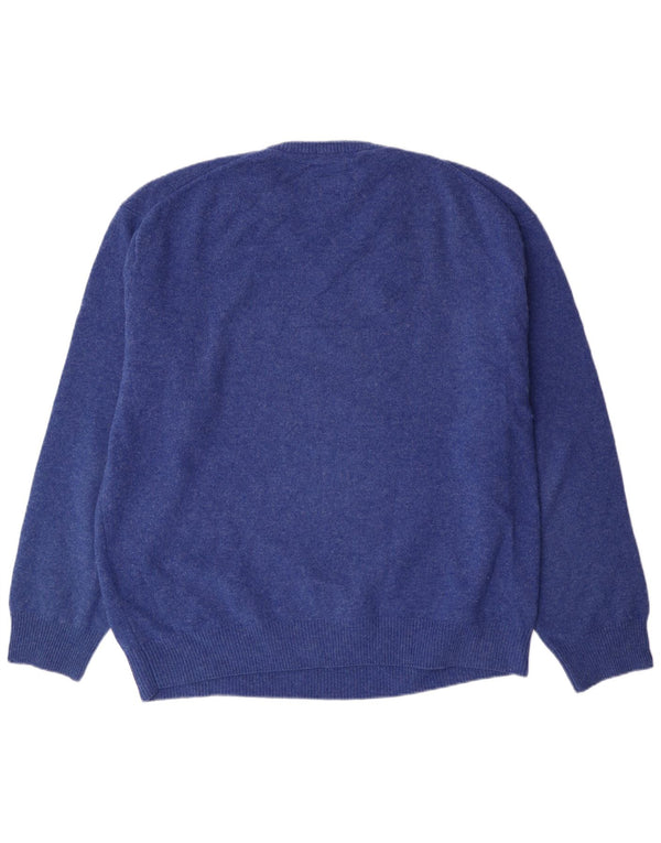 Gant Mens V-Neck Jumper Sweater 3XL Blue Lambswool Classic