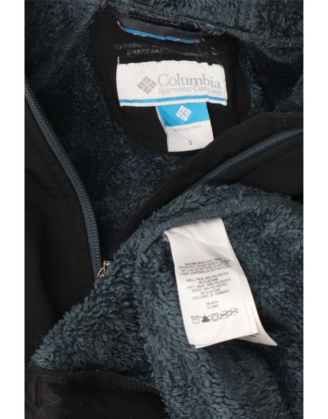 Jaqueta corta-vento masculina Columbia com capuz UK 36 poliéster azul marinho pequeno