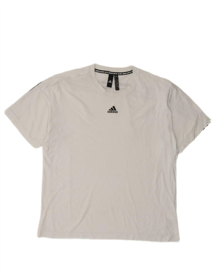 ADIDAS Mens T-Shirt Top Grande Algodão Branco
