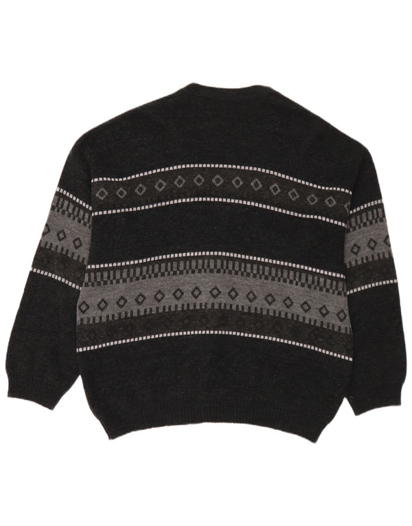 C&A Suéter masculino Canda Cardigan grande azul marinho Fair Isle acrílico