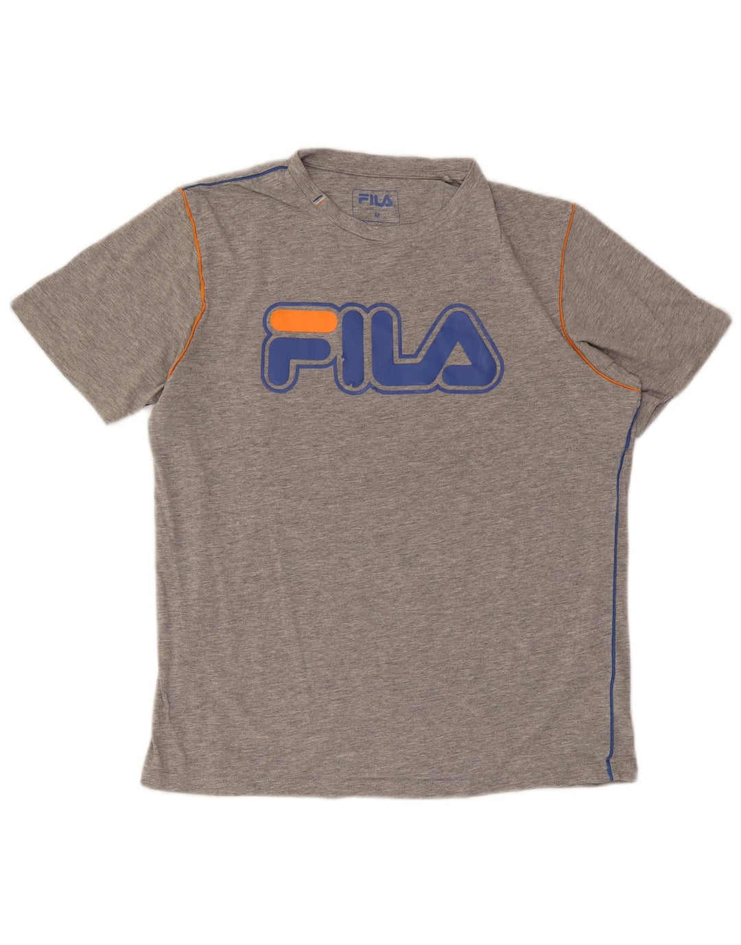 Fila Camiseta masculina gráfica Top algodão manchado cinza médio