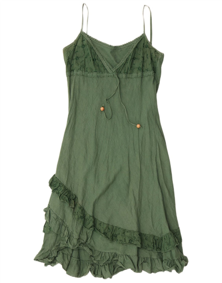Vestido de verão feminino vintage Reino Unido 8 pequeno verde