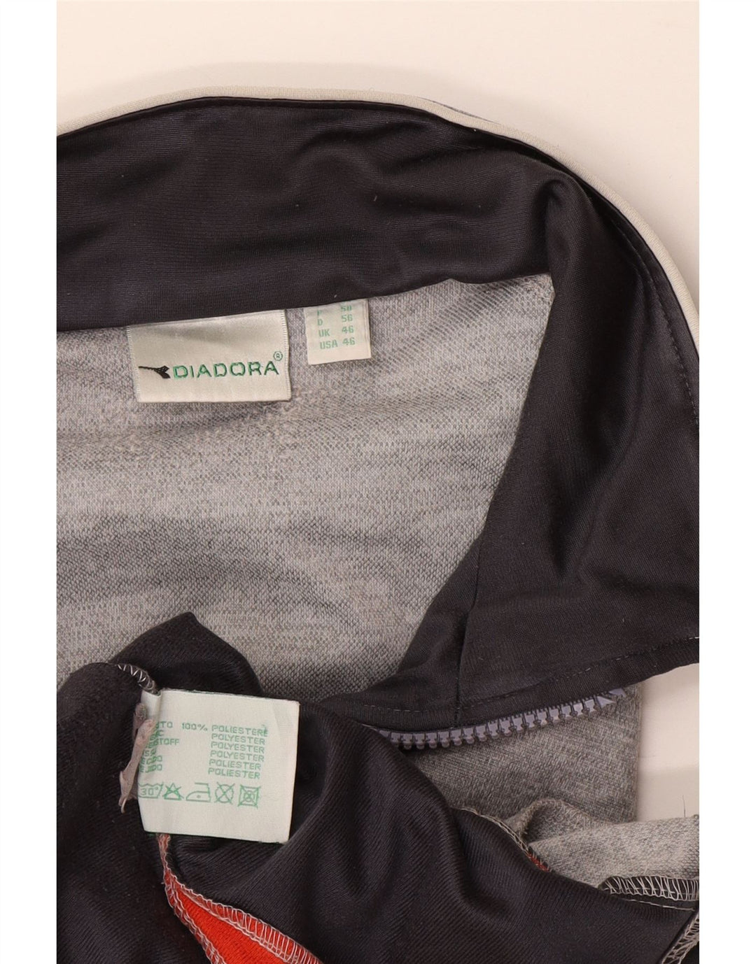 Diadora Mens Tracksuit Top Jacket UK 46 XL Cinza Colourblock Poliéster
