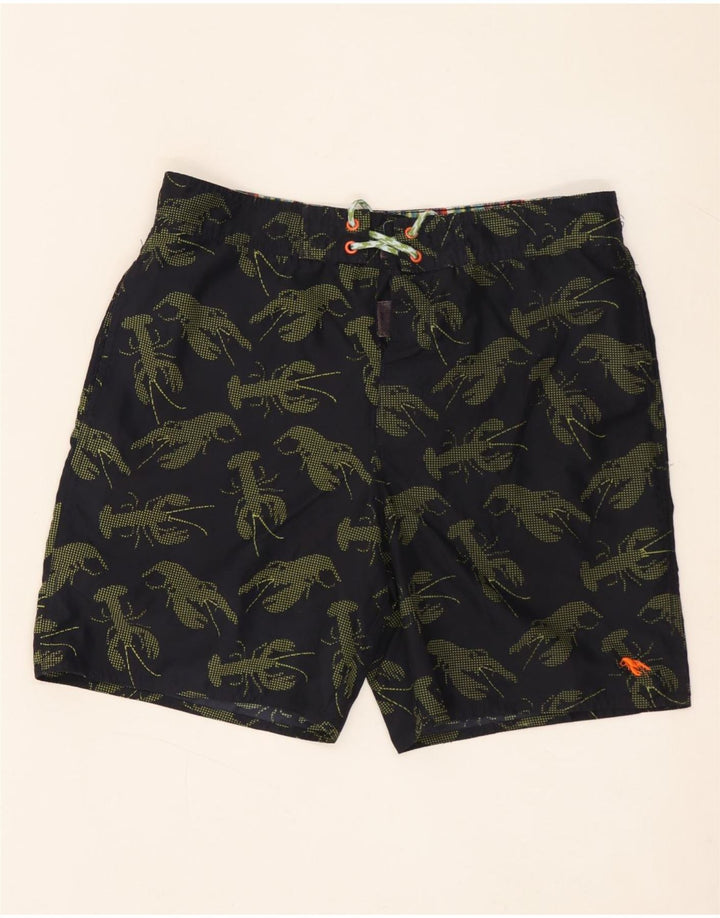 Shorts de banho masculino Ted Baker com padrão abstrato tamanho 3 preto médio