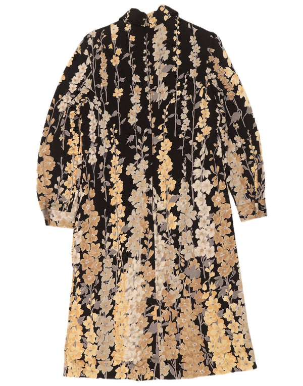 Vestido maxi feminino Kio Jersey manga comprida EU 38 médio preto floral