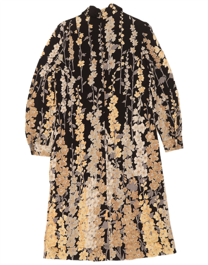 Vestido maxi feminino Kio Jersey manga comprida EU 38 médio preto floral