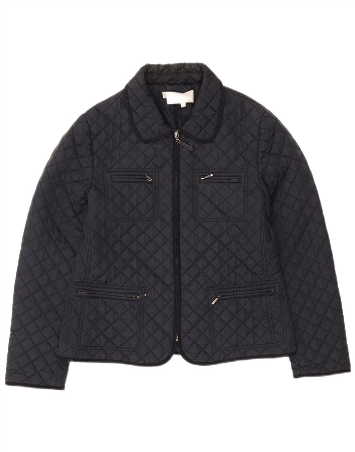 Jaqueta acolchoada feminina Hobbs UK 12 poliamida azul marinho médio