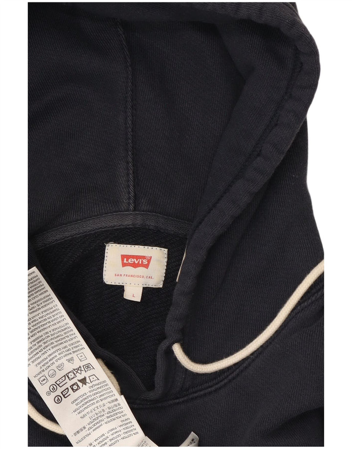 Suéter com capuz gráfico masculino LEVI'S grande algodão azul marinho