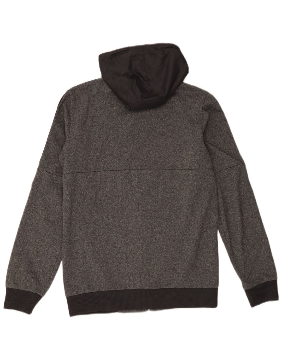 Suéter masculino Adidas com capuz e zíper gráfico pequeno cinza colorido bloco de poliéster