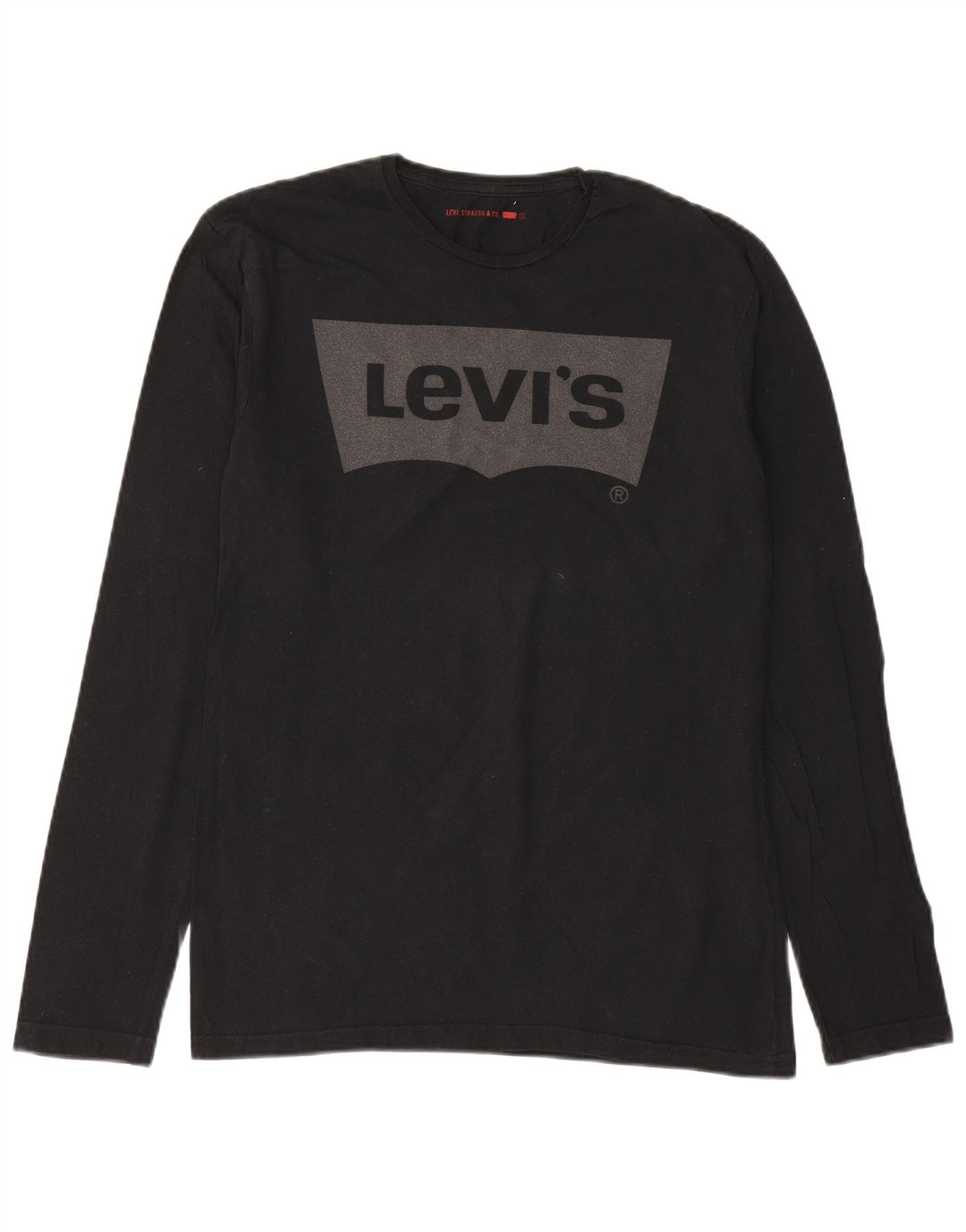 LEVI'S Top gráfico masculino manga comprida pequeno algodão preto