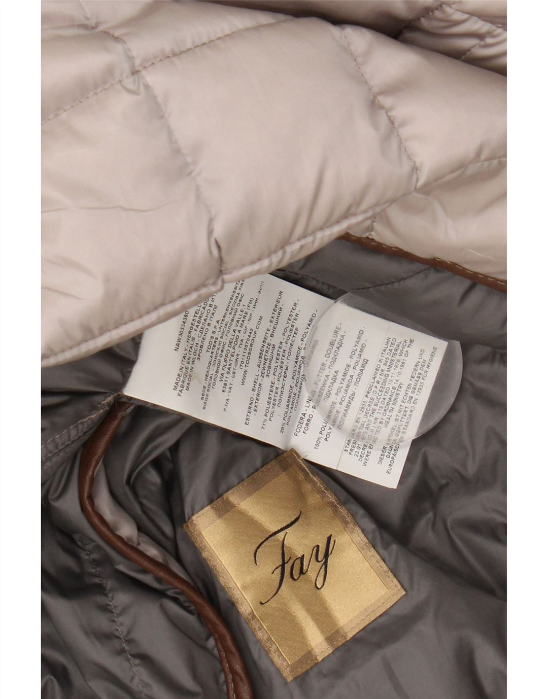 Colete acolchoado feminino Fay UK 16 grande poliéster bege
