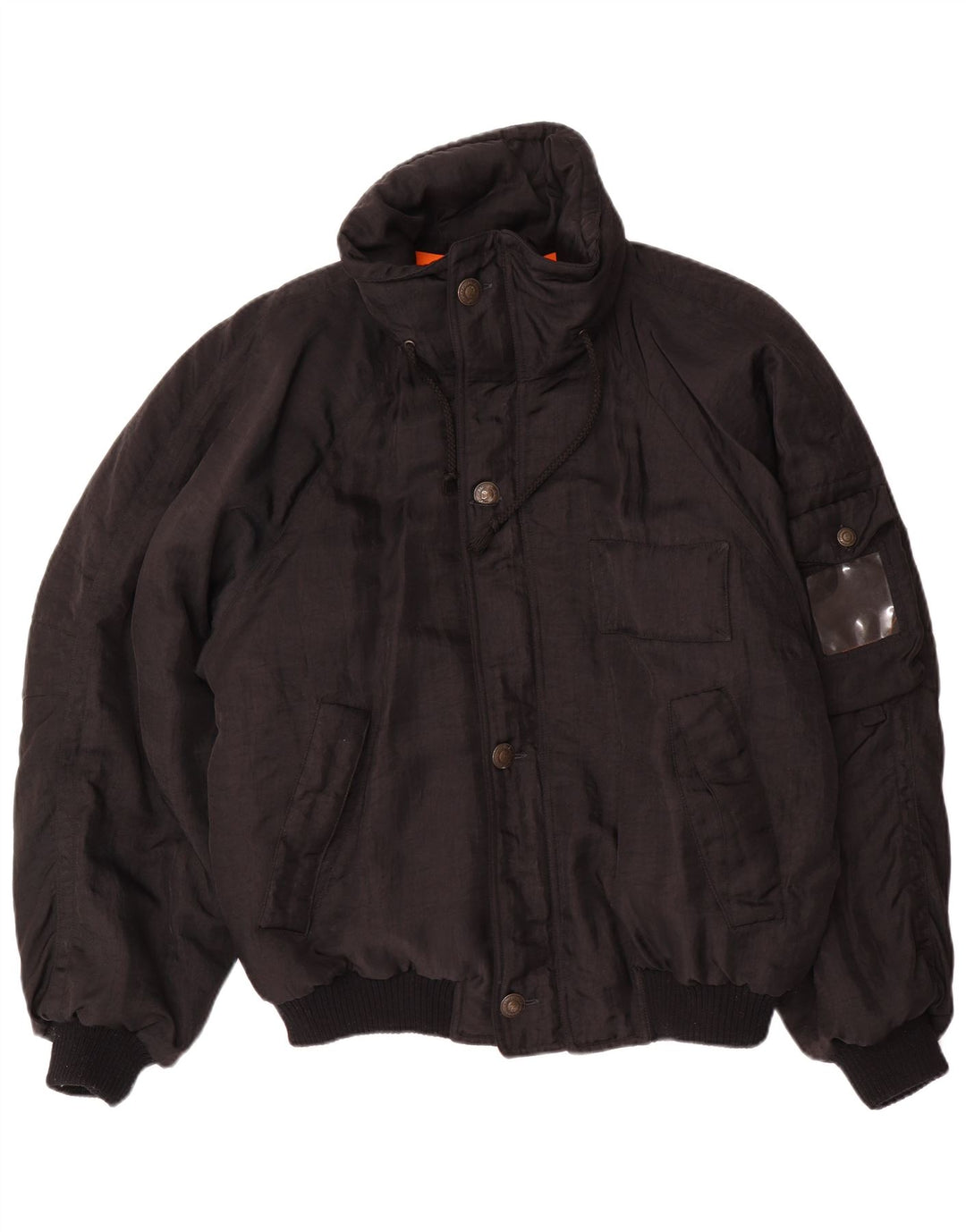 Jaqueta acolchoada masculina vintage folgada UK 38 preta média