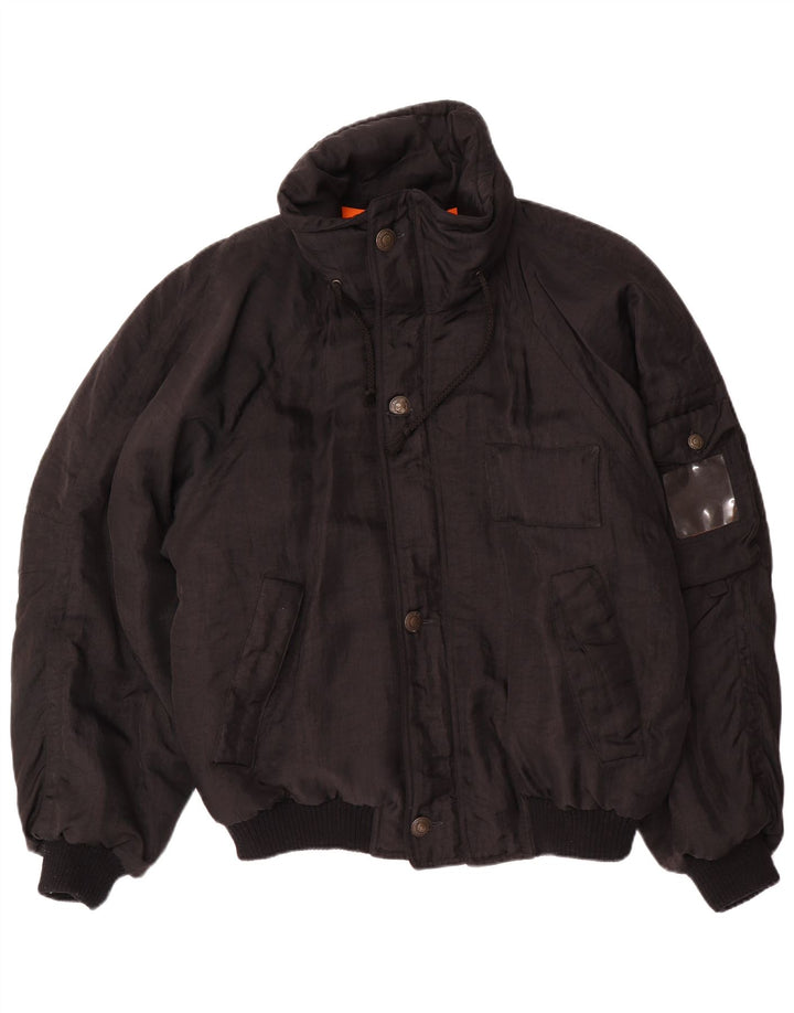 Jaqueta acolchoada masculina vintage folgada UK 38 preta média