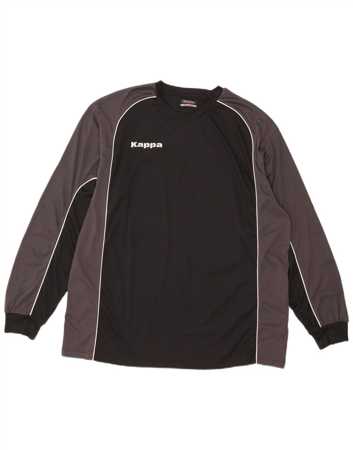 Top gráfico masculino Kappa manga comprida 3XL preto colorblock poliamida