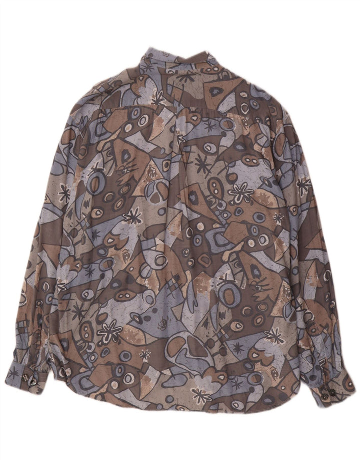 Camisa Masculina Vintage XL Cinza Geométrica