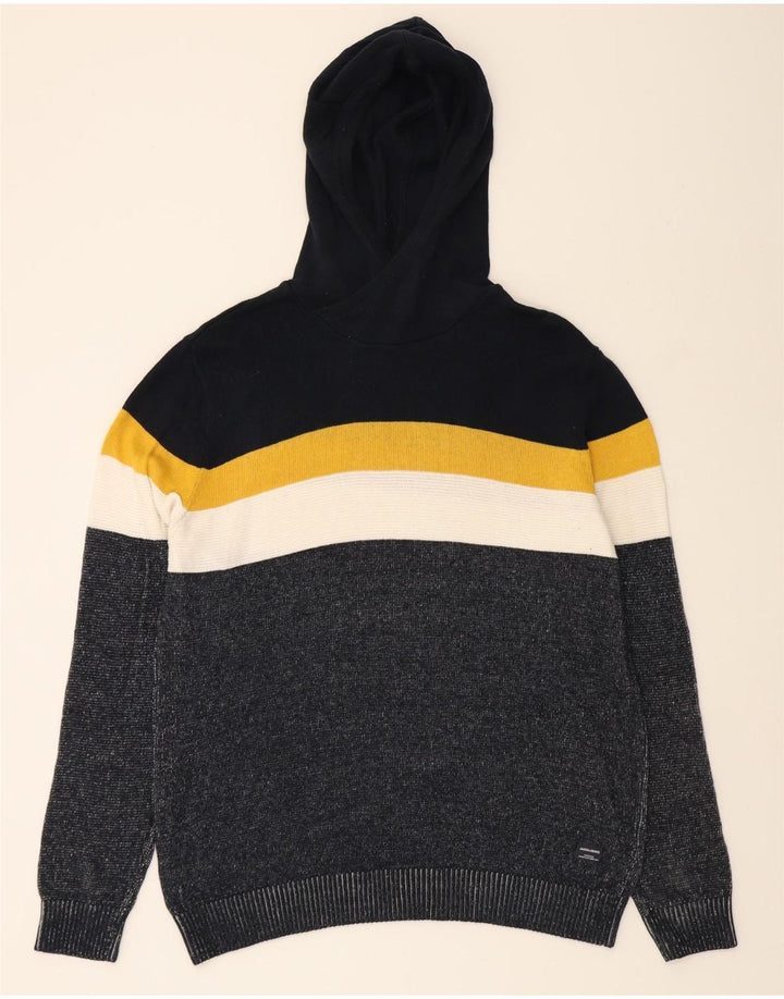 JACK & JONES Mens Hooded Jumper Sweater Large Black Colourblock Cotton Vintage Jack & Jones and Second-Hand Jack & Jones from Messina Hembry 