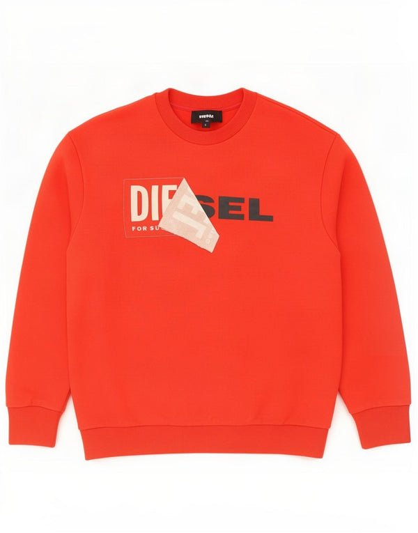 Diesel Mens Graphic Loose Fit Moletom Jumper Pequeno Algodão Vermelho