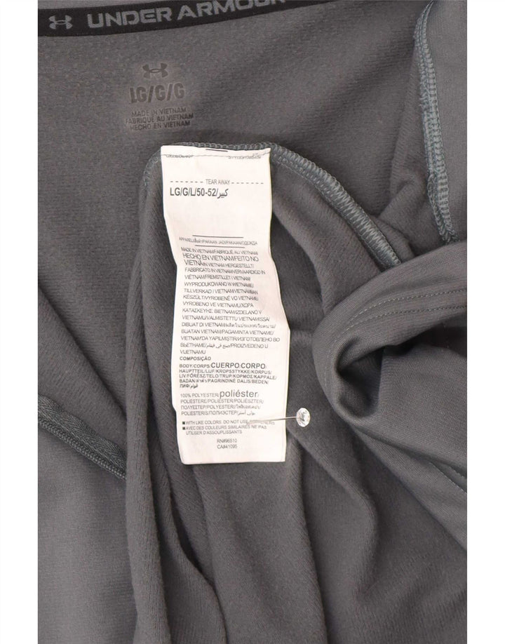Under Armour Mens Zip Neck Pulôver Treino Top Grande Bloco de cores cinza